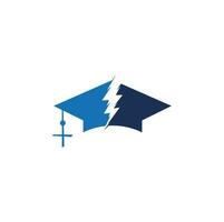 Flash education cap vector logo template. Thunder and hat symbol