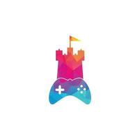 castle and game logo vector. castle game logo design template concept controller. vector