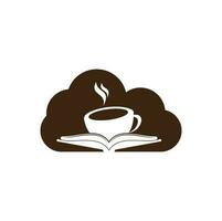 Coffee book cloud shape concept vector logo design. Tea Book Store Iconic Logo.