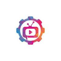 Creative chat TV bulb shape concept logo design. Talk Show Logo Design. vector