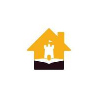 vector de diseño de plantilla de logotipo de concepto de forma de hogar de libro de castillo. combinación de logo de libro y castillo.