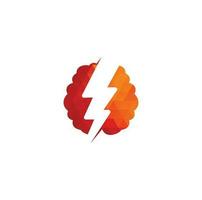 Brain and thunder logo. power brain logo design template. Brain power with electric symbol for logo design vector editable