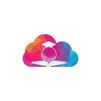 vector de diseño de logotipo de forma de nube de golf de libro de graduación. elemento de diseño de logotipo de icono de libro de golf