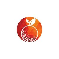 Golf leaves logo template. Golf ball and leaves, golf ball and sport logo vector