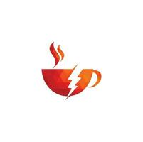 vector de plantilla de diseño de diseño de logotipo de café y trueno.