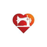 Manual sew machine heart shape concept logo icon. Simple illustration of manual sew machine icon. vector