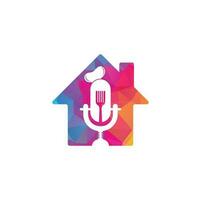 Chef podcast home shape concept logo design template. chef education logo design vector