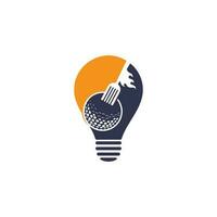 Golf and fork bulb shape concept logo design template. Golf restaurant logo design vector