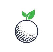 Golf leaves logo template. Golf ball and leaves, golf ball and sport logo vector