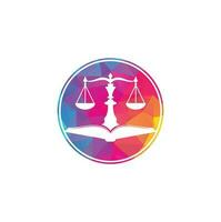 Law education logo design. Vector Libra and open book logo combination.