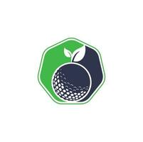 Golf leaves logo template. Golf ball and leaves, golf ball and sport logo vector