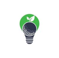 Golf leaves bulb shape concept logo template. Golf ball and leaves, golf ball and sport logo vector