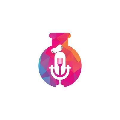 Chef podcast lab shape concept logo design template. chef education logo design vector