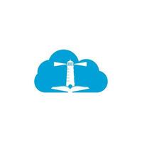 plantilla de diseño de logotipo de concepto de forma de nube de libro y casa ligera. icono de faro de libro vector