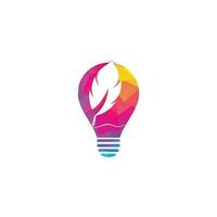 Feather bulb logo design. Inspire Writer Logo design. Education and publication logo concept. vector