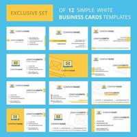 Set of 12 Email on laptop Creative Busienss Card Template Editable Creative logo and Visiting card background vector