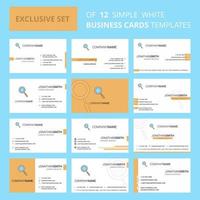 Set of 12 Search Creative Busienss Card Template Editable Creative logo and Visiting card background vector