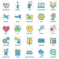 25 conjunto de iconos de color plano de mezcla de concepto de negocio vector