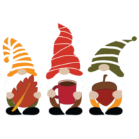 gnomos de otoño con elementos de otoño. diseño de camisa de otoño. diseño de camiseta de gnomos de otoño diy. gnomos con hojas, calabaza. sublimación de otoño. png