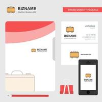 Briefcase Business Logo File Cover Visiting Card and Mobile App Design Vector Illustration