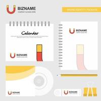 Magnet Logo Calendar Template CD Cover Diary and USB Brand Stationary Package Design Vector Template