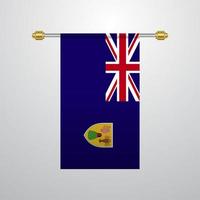 Turks and Caicos Islands hanging Flag vector