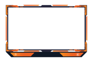 Modern game frame decoration with orange color shapes on a transparent background. Live game streaming overlay design for broadcast screen panel. Streaming overlay frame and screen interface PNG. png