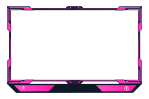 decoración de interfaz de pantalla de transmisión moderna para jugadoras. imagen superpuesta de juego futurista con formas y botones abstractos. borde de pantalla de juego en vivo png con formas de color rosa.