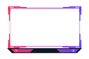 Online gaming screen panel and border design for gamers with colorful buttons. Live streaming overlay decoration with girly pink and blue color shades. Live broadcast elements PNG image.