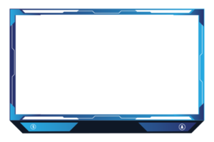 Simple streaming overlay and screen interface decoration with blue color. Modern gaming frame design on a transparent background. live streaming overlay PNG for online gamers. Streaming frame design.