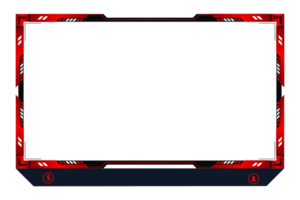 Futuristic gaming overlay image with abstract shapes. Modern gaming overlay and online screen panel PNG on a transparent background. Live streaming overlay and broadcast border design with red color.
