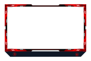 Futuristic gaming overlay image with abstract shapes. Modern gaming overlay and online screen panel PNG on a transparent background. Live streaming overlay and broadcast border design with red color.