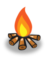 Red fire on wood illustration. Flame interface element. png