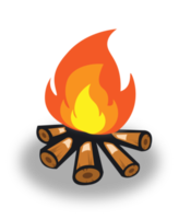 rotes feuer auf holzillustration. Flamme-Schnittstellenelement. png