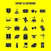 Sport And Extreme Solid Glyph Icons Set For Infographics Mobile UXUI Kit And Print Design Include Football Ball Game Sport Mobile Play Game Online Icon Set Vector