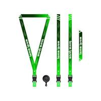 Green Feather Lanyard Template for All Company vector