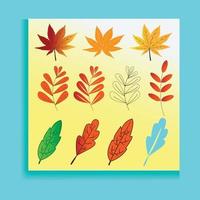 Autumn leaves set, isolated on white background. Simple cartoon flat style. Isolated vector illustration. Design for stickers, logo, web and mobile app.