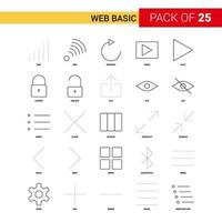 icono de línea negra básica web 25 conjunto de iconos de esquema de negocios vector