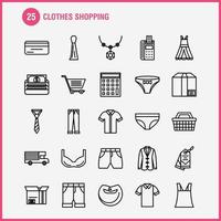 iconos de línea de compras de ropa establecidos para infografías kit uxui móvil y diseño de impresión incluyen paños de cinturón que sostienen cinturón cinturón de cuero tarjeta de crédito eps 10 vector