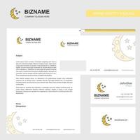 Crescent and stars Business Letterhead Envelope and visiting Card Design vector template