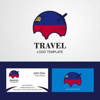 logotipo de la bandera de liechtenstein de viaje y diseño de tarjeta de visita vector