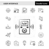 Set of 17 User Interface handdrawn icon set vector