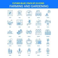 iconos de agricultura y jardinería futuro blue 25 icon pack vector