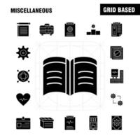 Miscellaneous Solid Glyph Icons Set For Infographics Mobile UXUI Kit And Print Design Include Cog Gear Settings Setting Coin Dollar Money Bag Icon Set Vector