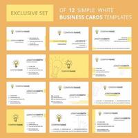Set of 12 Bulb Creative Busienss Card Template Editable Creative logo and Visiting card background vector