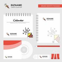 Rocket Logo Calendar Template CD Cover Diary and USB Brand Stationary Package Design Vector Template