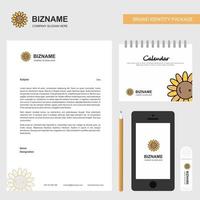 Sunflower Business Letterhead Calendar 2019 and Mobile app design vector template