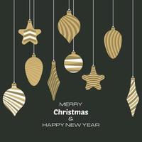 Merry Christmas and Happy New Year background with christmas balls. Vector background for your greeting cards, invitations, festive posters.