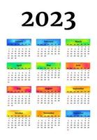 calendario para 2023 aislado en un fondo blanco vector