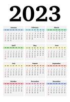 Calendar for 2023 isolated on a white background vector